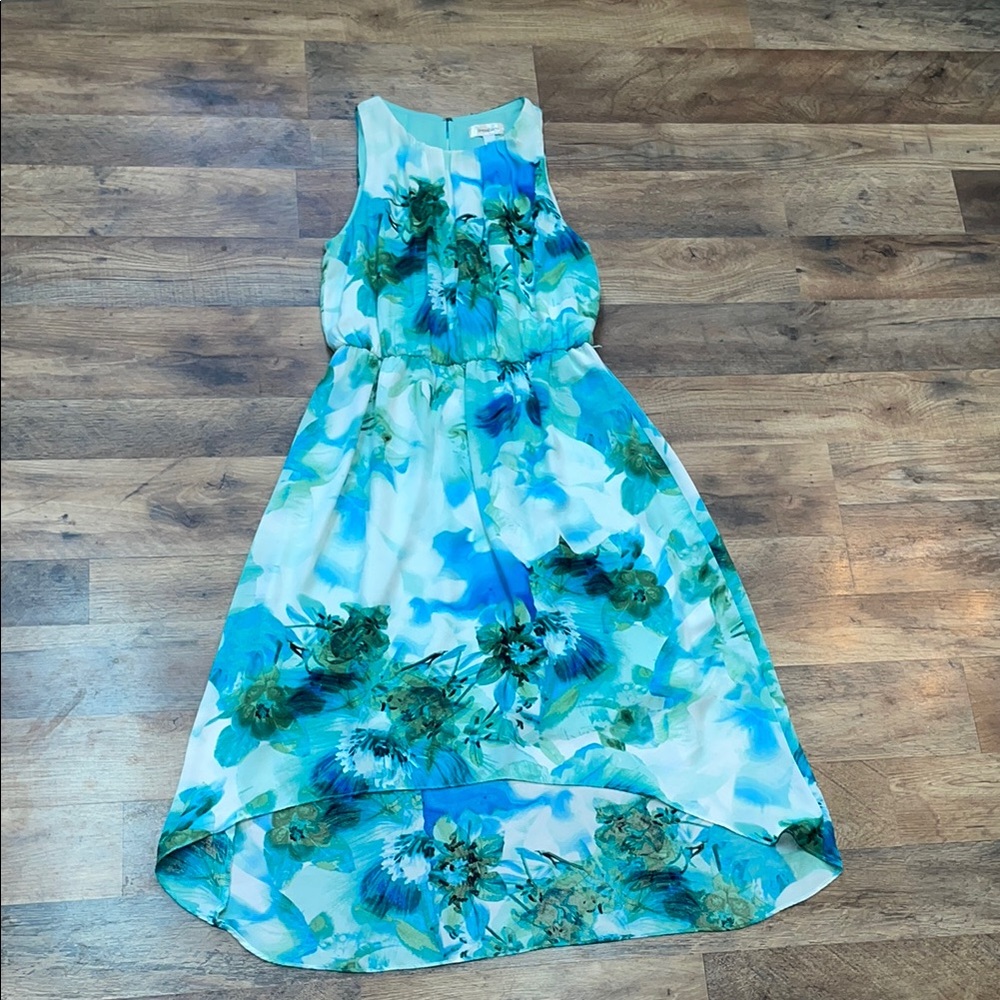 Dressbarn Blue and Green Watercolor Dress